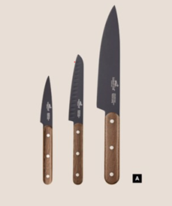 Sabatier knivsæt Phenix walnut 3 dele, Knivsæt med knive i Lion Sabatiers verdenskendte kvalitet og med håndtag i eksklusivt walnut-træ.