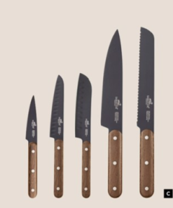 Sabatier knivsæt Phenix walnut 5 dele, Knivsæt med knive i Lion Sabatiers verdenskendte kvalitet og med håndtag i eksklusivt walnut-træ.