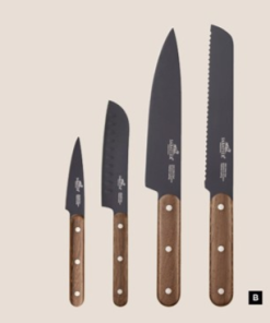 Sabatier knivsæt Phenix walnut 4 dele, Knivsæt med knive i Lion Sabatiers verdenskendte kvalitet og med håndtag i eksklusivt walnut-træ.