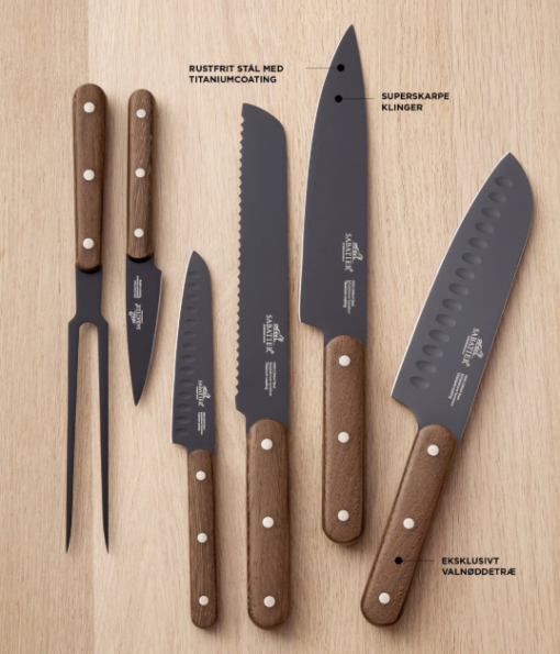 Sabatier knivsæt Phenix walnut 3 dele, Knivsæt med knive i Lion Sabatiers verdenskendte kvalitet og med håndtag i eksklusivt walnut-træ.
