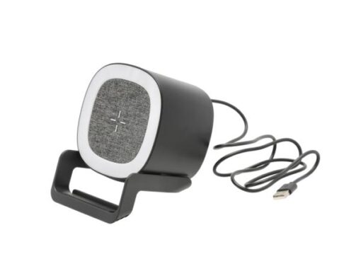 Still højtaler med oplader og lampe, Smart bluetooth-højttaler med integreret mobiloplader og LED bordlampe. kan placeres overalt hjemmet.