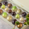 Xocolatl Golden eggs art 20, 20 fyldte chokolader med citron, lakrids, flødekaramel, saltkaramel, nougat, mint og hasselnøddekaramelCa. 184 gr