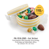 Påskegave gul stribet familieæske, denne flotte påske æske kommer med 4 forskellige smage og passer perfekt til påske.  400 g.