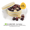 Påskegave gul stribet æske økologisk marcipanæg , denne flotte påske æske kommer med økologisk marcipanæg og luksus chokolade på hele 500 g. .