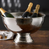 Funktion champagnebowl el. køler, Champagnekøler på fod elegante eller champagnekøler er fremstillet af rustfrit stål med en flot hamret overflade,