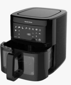 Nordic sense Airfryer 9 L er til store portioner og sundere madlavning. Temperaturen kan justeres fra 80 til 200 °C, op til 60 minutter