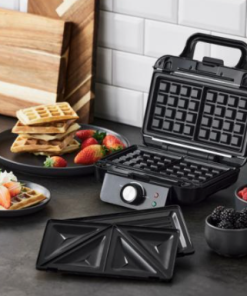 Nordic sense multijern, ed udskiftelige plader – ét jern, mange muligheder. De udskiftelige plader, nemt at skifte mellem toast-, vaffel- og grillplader.