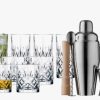 Lyngby Glas melodia Cocktail m barsæt, 4 stk. Melodia whiskyglas, 4 stk. Melodia highballglas og et lækkert barsæt i rustfrit stål og bøgetræ