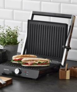 Nordic sense paninigrill med aftagelige plader, til alt fra sprøde sandwiches til saftige bøffer. Non-stick-grillplader på 28 x 23 cm, ikke brænder fastNordic sense paninigrill med aftagelige plader, til alt fra sprøde sandwiches til saftige bøffer. Non-stick-grillplader på 28 x 23 cm, ikke brænder fast