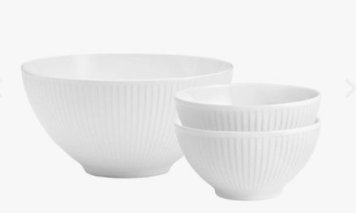 Pillivuyt skålesæt sampak, Plisse, Elegant sæt med en 20 cm skål og to 14 cm skåle i hvid porcelæn.Vil være et flot element på dagens bord.