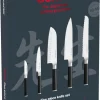 Fiskars knivsæt 5 dele, 2 japanske urteknive, en santoku-kniv med luftskær, en kokkekniv og en brødkniv. Sensei urte- og kæreleknivene ideelle til detaljer